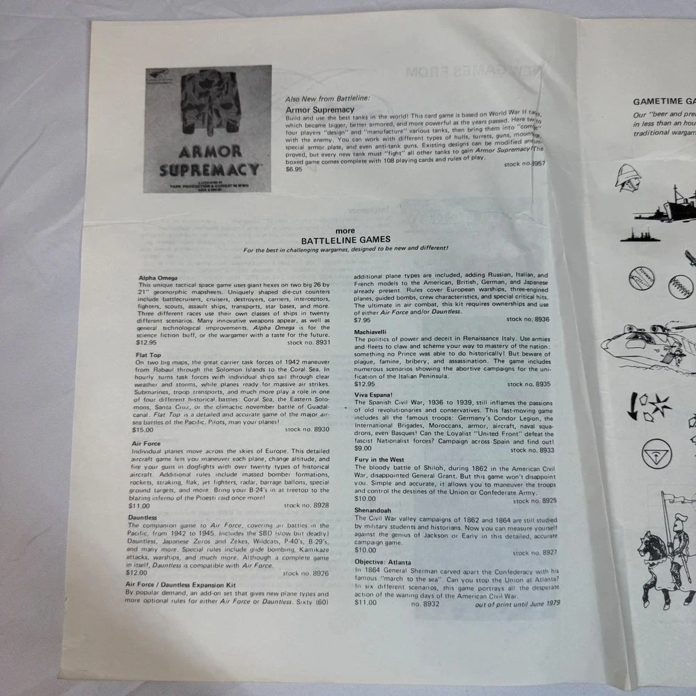Armor Supremacy 1979 Battleline WWII Tank Card Game COMPLETE 108 Cards VTG